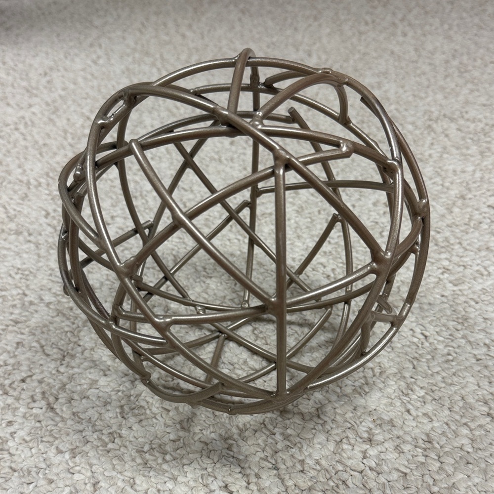 Decorative Metal Orb Sculpture - Bronze Tone